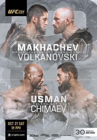 UFC 294: МАХАЧЕВ vs ВОЛКАНОВСКИ 2 прямая трансляция 21 октября 2023 постер
